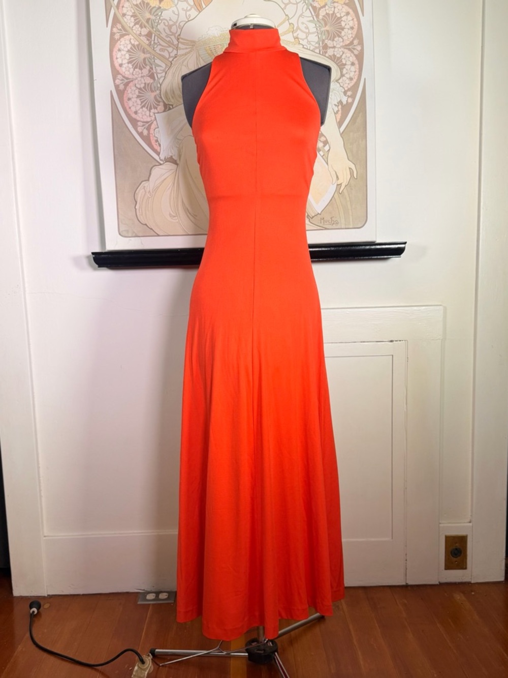Sleeveless High-Neck Maxi Dress in Bright Orange